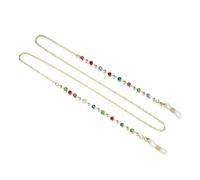 Colorful Crystal Beaded Glasses Chain Anti Slip Sunglasses Reading Glasses Lanyard Strap Mask Face Covering Eyewear Retainer(Gold)