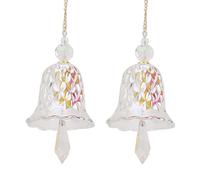 Colorful Crystal Bell, 2 Pack Glass Stainless Steel Geometric Type Exquisite Transparent Crystal Bell Geometric Type Colorful Glass Bell for Home Wedding Garden Christmas Photograp