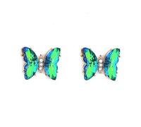 Colorful Crystal Butterfly Stud Earrings for Women Her,Trendy Light Blue Rhinestone Animal Earrings,Gold Cubic Zirconia Simulated Butterfly Earrings, Pequeño, Metal, Not a gemstone