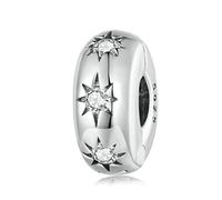 Colorful Crystal Cross Charm Genuine 925 Sterling Silver Clip Lock Spacer Stopper Charm Bead For pandora Bracelet (Black Stopper Charm)