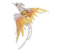 Colorful Crystal Rhinestone Phoenix Brooch, Handmade Enamel Lapel Brooch Pins Cute Phoenix Bird Animal Brooch Premium Badge Costume Hat Bag Decoration Accessories for Women Girls, Metal, alloy, gold