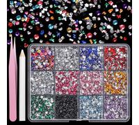Colorful Crystal Rhinestones Nails Gems Mixed Shapes Rhinestones Bedazzling Set 3D Mini Heart Star Flower Nails Diamonds Crystals Jewels for Crafts Nail Art Pendant