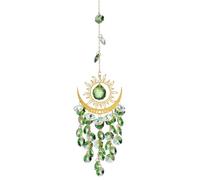Colorful Crystal Rhinestones Suncatcher Window Hang Pendant,Moon Crystal Dream Catcher,fit for Garden Christmas Tree Wedding Party Patio Backyard Car Home Indoor Outdoor Decoration (Green 2)