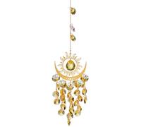 Colorful Crystal Rhinestones Suncatcher Window Hang Pendant,Moon Crystal Dream Catcher,fit for Garden Christmas Tree Wedding Party Patio Backyard Car Home Indoor Outdoor Decoration (Golden)
