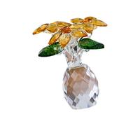 Colorful Crystal Rose Figurine Ornament Spring Bouquet Glass Crystal Flowers Ornament Romantics Wife Girlfriend Glass Flower Bouquet with Vase