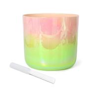 Colorful Crystal Singing Bowl Set Pink Green Cosmic Light Alchemy Chakra Bowl for Yoga Meditation Sound Healing 8 Inch G Note Includes Striker and O ring