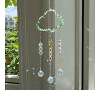 Colorful Crystal Suncatcher,Crystal Dream Catcher with Chain Pendant Ornaments Hanging Crystals Prism Rainbow Maker fit for Windows Indoor Outdoor Car Garden Decor Wedding Party (Cloud Green)
