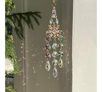Colorful Crystal Suncatcher,Crystal Dream Catcher with Chain Pendant Ornaments Hanging Crystals Prism Rainbow Maker fit for Windows Indoor Outdoor Car Garden Decor Wedding Party (Sun)