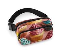 Colorful Cupcakes Fanny Pack for Women Men Waist Bag Belt Bag Adjustable Casual Bag for Travel Sports Hiking, white, 7.9x5.1inches