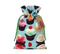 Colorful Cupcakes Print Stylish Drawstring Pouches,Reusable Drawstring Gift Bags,Perfect For Holiday And Party