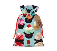 Colorful Cupcakes Print Stylish Drawstring Pouches,Reusable Drawstring Gift Bags,Perfect For Holiday And Party