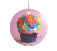 Colorful Cupcakes Rainbow Flower Cake Christma Holiday Decor Acrylic Pendant, A Wedding Ornament & Christmas Decoration for Newlyweds