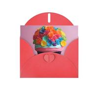 Colorful Cupcakes Rainbow Flower Cake Greeting Card With Envelope, Perfect for Friends, Family, Colleagues - Congratulations Card