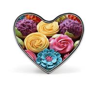 Colorful Cupcakes Rainbow Flower Cake Heart Love Lapel Pin Cute Cool Fun Button Lapel Metal Heart Brooch Badge Shirt Brooch Pins for Men Women Personalized Crafts & Gift