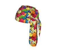 Colorful Cupcakes Rainbow Flower Cake Print Helmet Cap Quick Dry Cycling Skull Wrap Breathable Polyester Adjustable Adult Summer Beanie