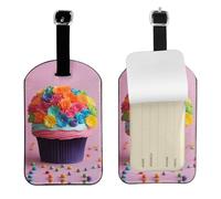 Colorful Cupcakes Rainbow Flower Cake Print Luggage Travel Bag Tags Luggage Tag Holder Name Labels Set for Men Women