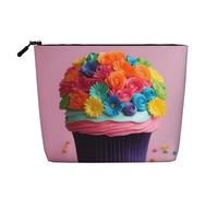 Colorful Cupcakes Rainbow Flower Cake Print Makeup Bag Cute Cosmetic Bag for Women Makeup Pouch Travel Toiletry Bag for Lady