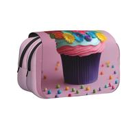 Colorful Cupcakes Rainbow Flower Cake print Makeup Cosmetic Bag Stationary Kawaii Pencil Box Pouch Gadget Organizer Bag with Zipper