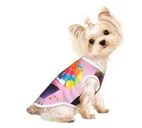 Colorful Cupcakes Rainbow Flower Cake Print Pet T-Shirt, Sleeveless Pullover Vest For Small Puppy Kitten Indoor Outdoor Wear