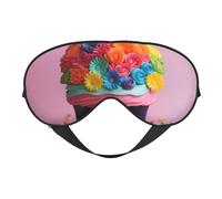 Colorful Cupcakes Rainbow Flower Cake Print Sleep Mask,Soft Eye Mask with Adjustable Strap for Sleeping, Travel and Relaxation