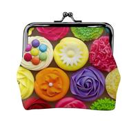 Colorful Cupcakes Rainbow Flower Cake Printing Small Coin Purse, Lightweight Travel Wallet for Sightseeing Tours and Shopping Sprees