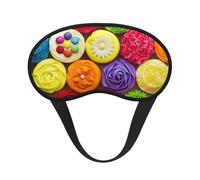 Colorful Cupcakes Rainbow Flower Cake Sleep Mask,Blackout Eye Mask Adjustable Eye Cups,Sleeping Mask for Light Sleepers, Travelers