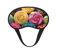 Colorful Cupcakes Rainbow Flower Cake Sleep Mask for Men Women Blackout Eye Masks for Sleep, Relaxing Zero Pressure Night Blindfold Soft Breathable Eye Cover for Travel, Night Work, Nap, Office