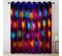 Colorful Curtains Eyelet 100% Blackout Room Darkening Curtains, Simple Close-Up Light Bulb Lines Pattern Thermal Light Blocking Window Drapes for Bedroom Living Room 46 x 54 Inch Drop 2 Panels