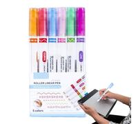 Colorful Curve Pens - Double-Ended Curved Pens, 6 Border Shapes, Multifunctional Art Materials | For Diary, Scrapbooking, Card Making, Notes, Drawings And DIY Projects
