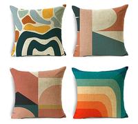 Colorful Cushion Covers 35 x 35cm Sofa Cushions Set of 4 Patchwork Cushions Covers 14x14 Inches Soft Throw Pillow Cover with Invisible Zipper Decorative Pillows for Living room Bedroom Home DecorA130