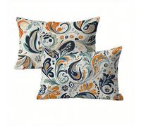 Colorful Cushion Covers 40 x 60 cm 2 pack, Flowers Outdoor Cushions Waterproof Linen with Invisible Zipper, Funky & Durable Pillow Cases for Bed, Sofa, Garden, Ideal Home Decor for All Seasons K2-222