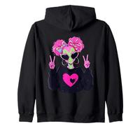 Colorful Cute Alien Retro Peace Sign Heart Design Zip Hoodie