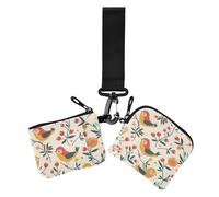 Colorful Cute Bird Dual Wristlet Wallets for Women Cute Fashion Credit Card Wallet Organizer with Wristlet Strap for Lady 2 Packs, Colorful Cute bird, One Size, Print Art