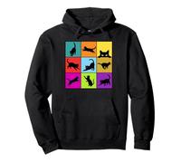 Colorful Cute Black Cats Silhouette Pop Art Pullover Hoodie