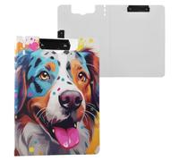 Colorful Cute Border Collie Clipboard Folder, A4 Size Folder Clipboard with Pen Slot for Office School