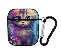 Colorful Cute Cats Earphone Case Cover Compatible with AirPods 1&2 Shockproof Bluetooth Headset Case Black-style
