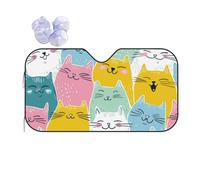 Colorful Cute Cats Front Windshield Sunshade Block Uv Rays Front Car Sun Shade Keep Cooler Cover Visor Sunshades Universal For Va-Ns Summer Vans S