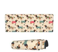 Colorful Cute Dachshund Paw Print Large Mouse Pad Extended Gaming Mousepad 31.5X11.8 Inch XL Big Computer Keyboard Desk Mat with Non-Slip Base and Stitched Edges for Home Game Office