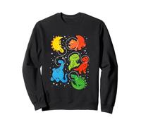 Colorful Cute Dinosaur Astronauts in Outer Space Sweatshirt