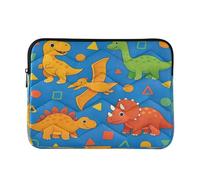Colorful Cute Dinosaurs Bright Blue Laptop Computer Case, Protective Padded 15 Inch Laptop Case for Women