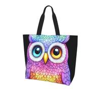 Colorful cute owl Ladies large capacity single shoulder shopping bag-Durable Water-Resistant Lightweight for Daily Use