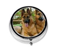 Colorful Cute Pet German Shepherd DogMeta Pill Box 3 Compartment Medicine Case,Portable Organizer