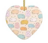 Colorful Cute Pig Christmas Ornament Home Decor Gifts For Xmas Hanging Heart Shaped Ceramic Xmas Decoration