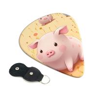 Colorful Cute Pig Guitar Picks 6-Pack - Pick Set (0.46mm / 0.71mm / 0.96mm) Suitable For Guitar And Ukulele Playing