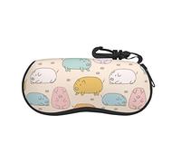 Colorful Cute Pig Ultra Light glasses case, Porteble Travel Slip in Eyeglasses Bag Sunglasses Pouch Holder with Belt Clip