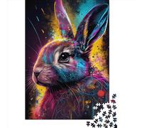 Colorful Cute Rabbit Paper 1000 Pieces Jigsaw Puzzle for Adults Creative Rectangular Puzzle Brain Exercise Challenge Game 1000pcs (38x26cm)