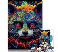 Colorful Cute Raccoon Jigsaws 1000 Pieces for Teenagers,Help The Brain Exercise Addictive Toys to Cultivate Patience Parent-child Interaction 38x26cm
