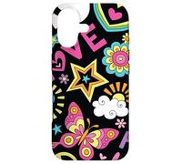 Colorful Cute Retro Sketches Butterfly Stars Clouds Hearts Case for iPhone 17