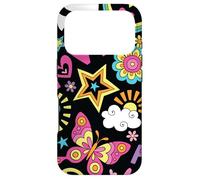 Colorful Cute Retro Sketches Butterfly Stars Clouds Hearts Case for iPhone 17 Pro