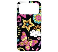 Colorful Cute Retro Sketches Butterfly Stars Clouds Hearts Case for iPhone 17 Pro Max